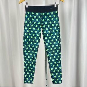 Nike Kids Medium Polka Dot Leggings Active Running Track Yoga Lime Green
